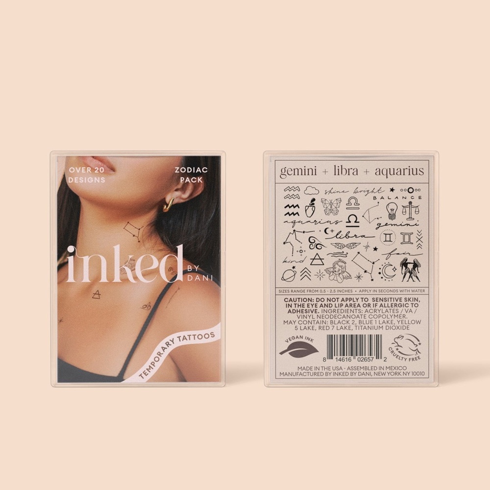 💜 Inked by Dani Temporary Tattoos Zodiac Pack: Air Signs - NWT
